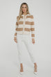 Millie Block Stripe Cardigan In Camel & Cream - The Walk in Wardrobe