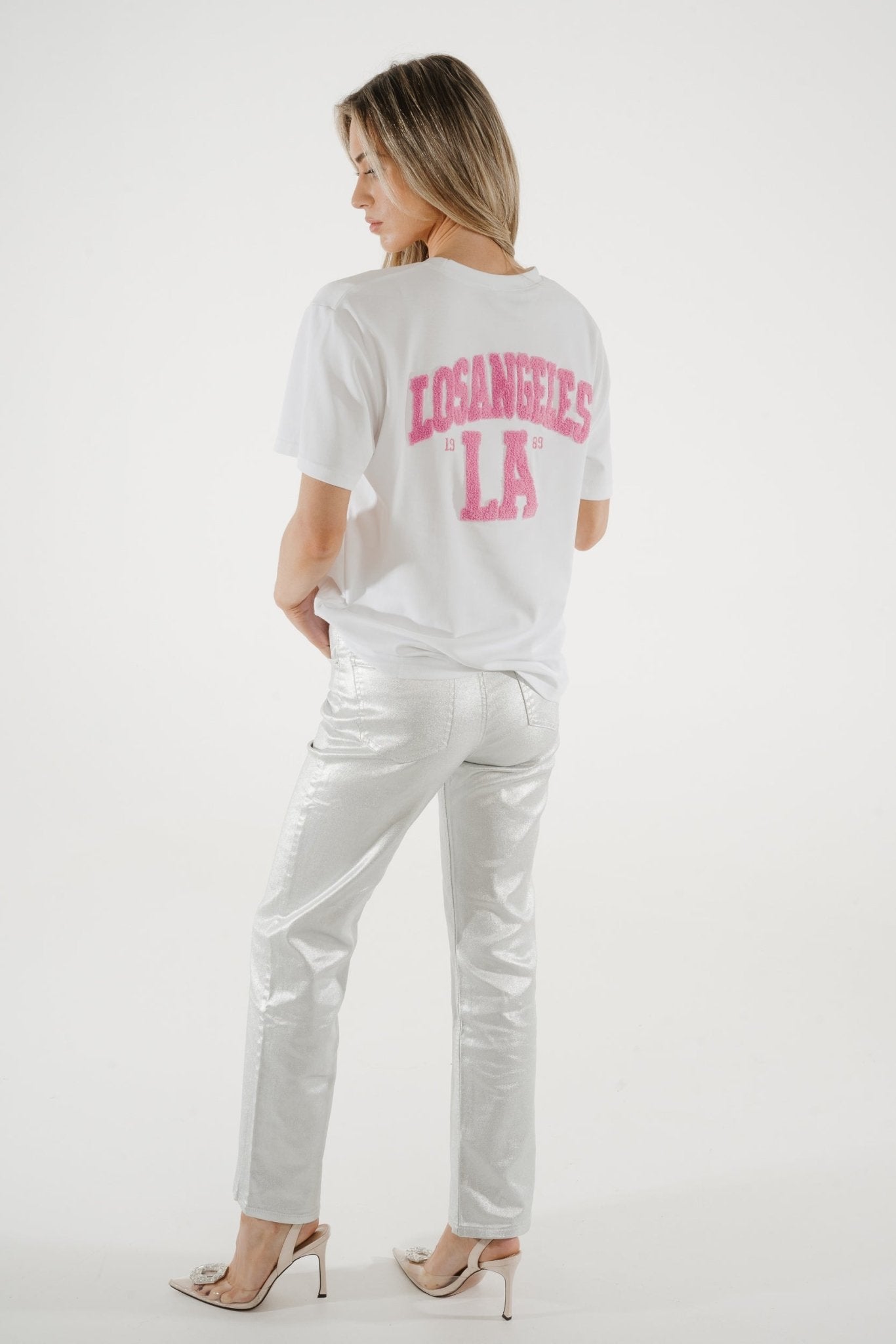 Millie LA Slogan T-Shirt In Pink - The Walk in Wardrobe