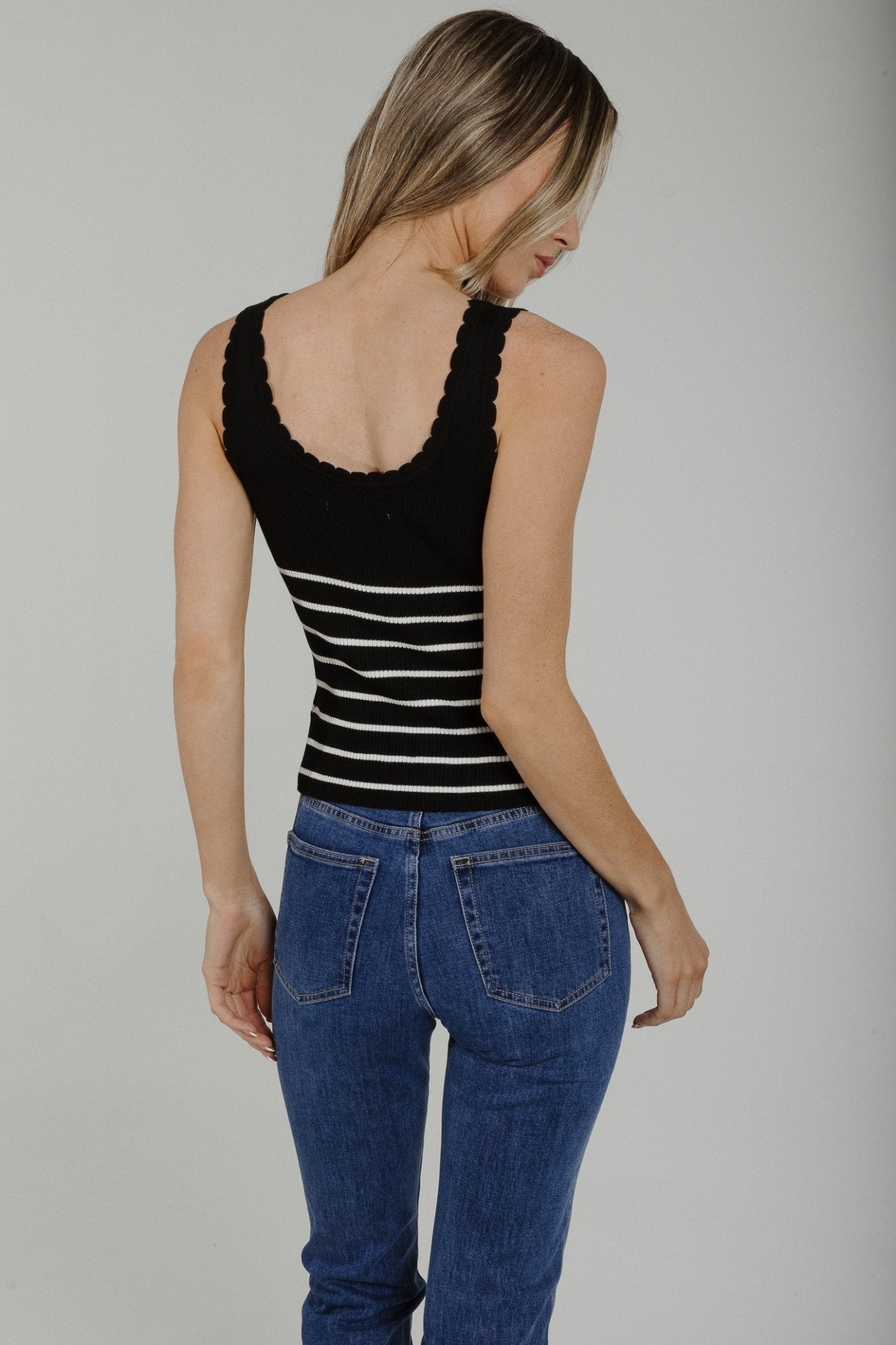 Millie Stripe Vest Top In Black - The Walk in Wardrobe