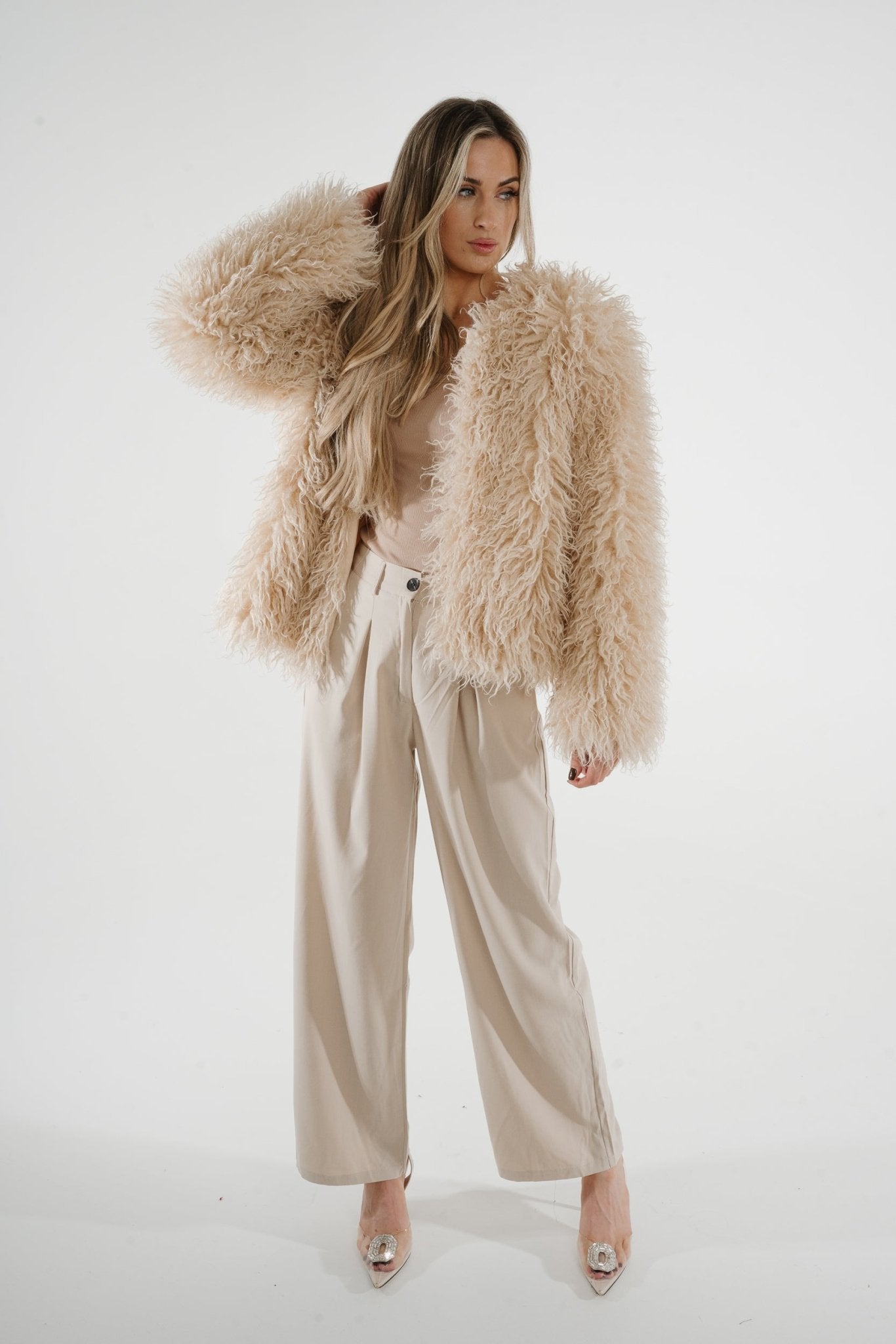 Millie Textured Coat In Cream - The Walk in Wardrobe