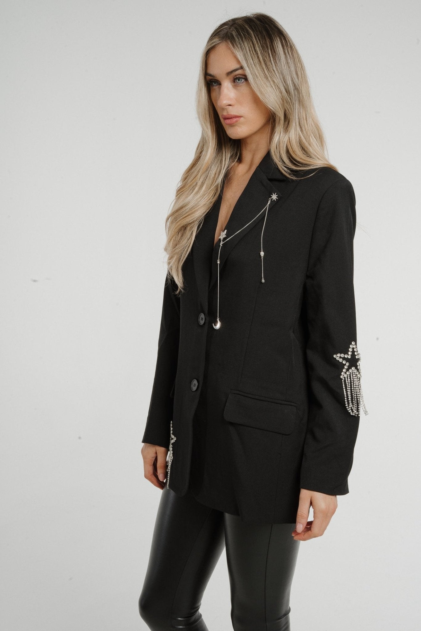 Paige Embellished Blazer In Black - The Walk in Wardrobe
