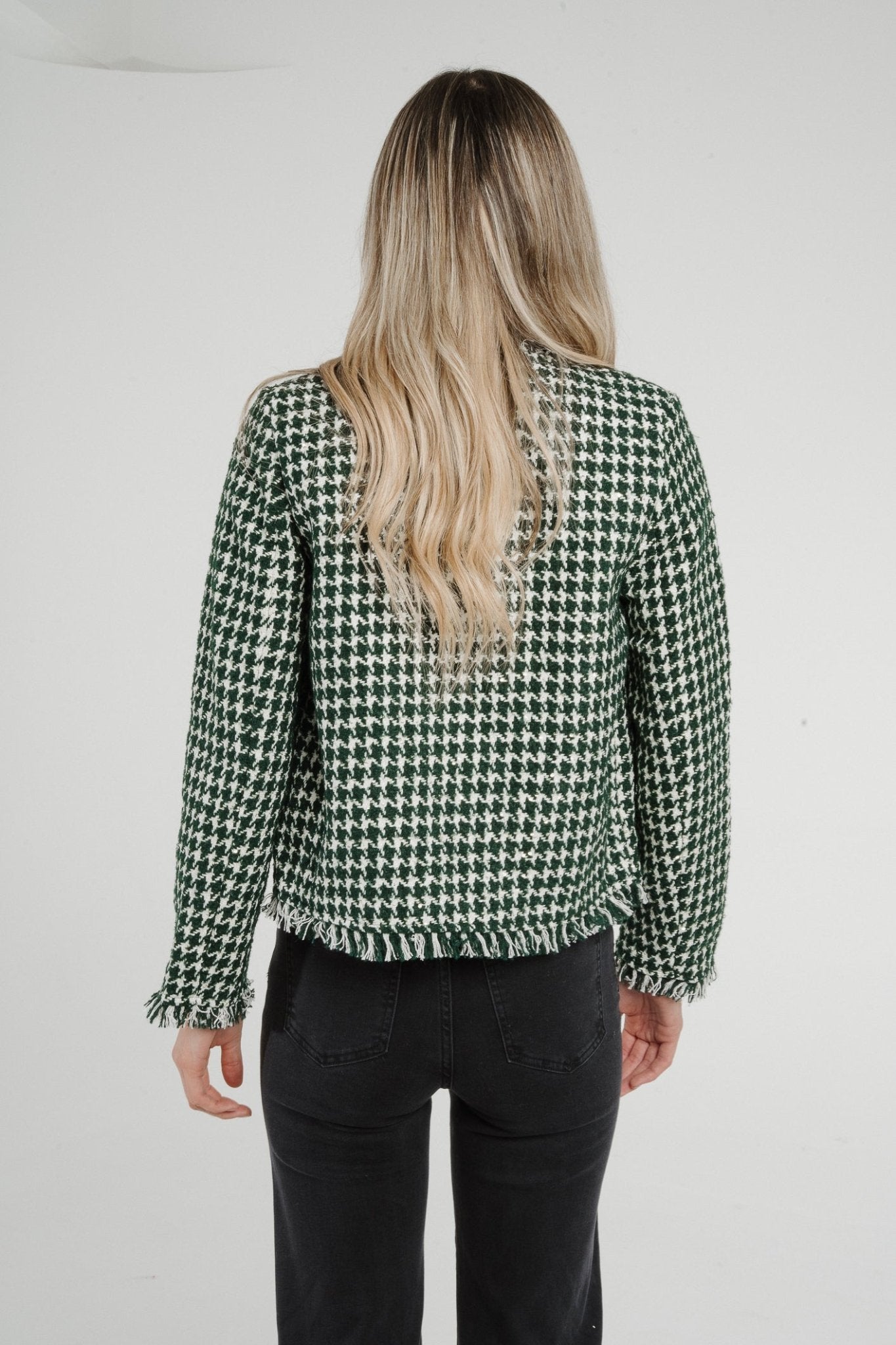 Paige Houndstooth Jacket In Green - The Walk in Wardrobe