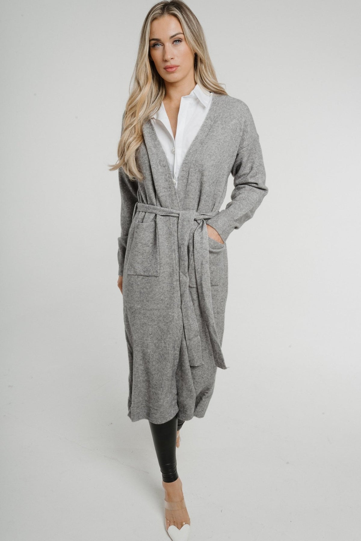 Paige Longline Cardigan In Grey - The Walk in Wardrobe