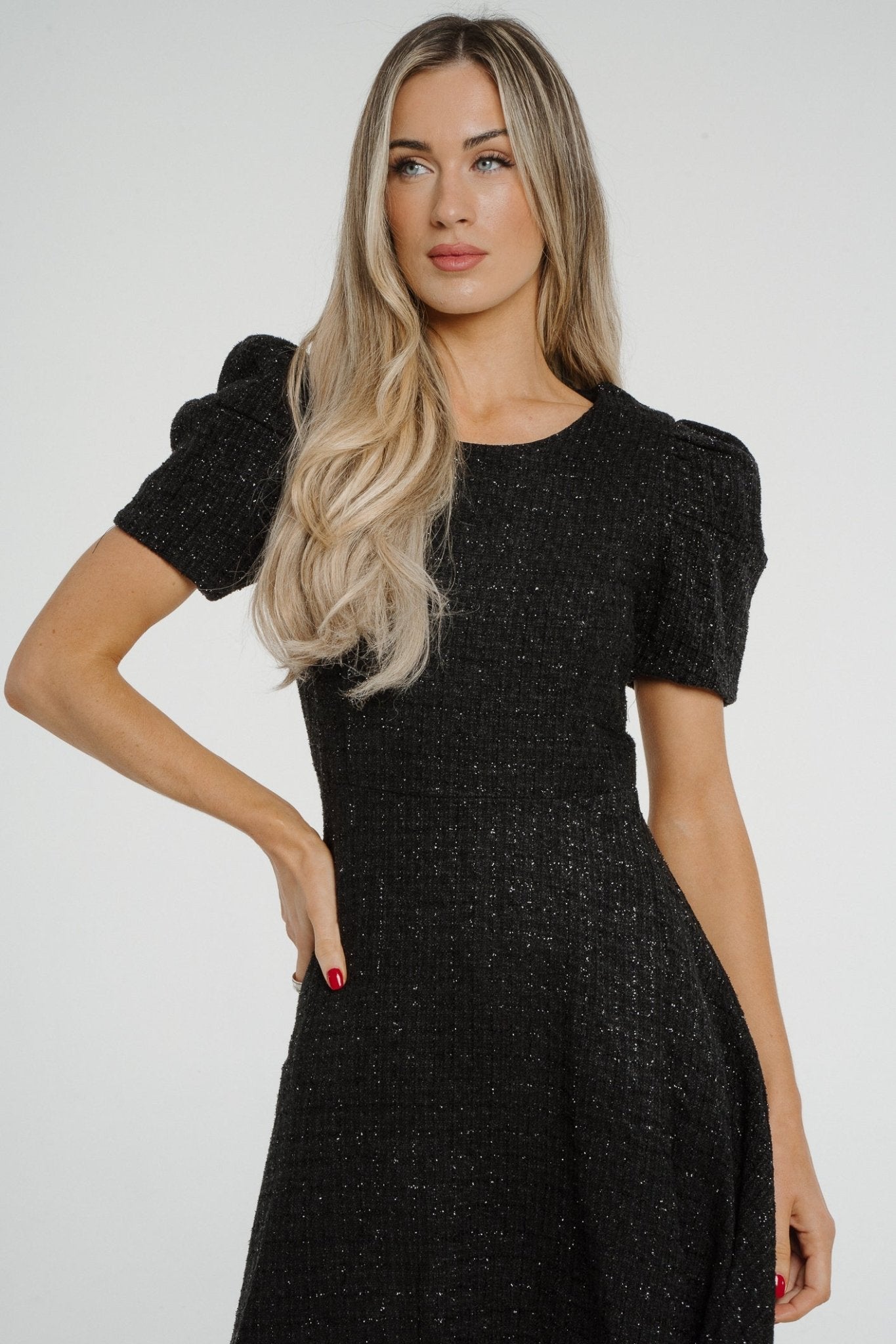 Paige Sparkle Tweed Dress In Black - The Walk in Wardrobe