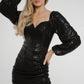 Polly Balloon Sleeve Sequin Dress In Black - The Walk in Wardrobe