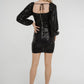 Polly Balloon Sleeve Sequin Dress In Black - The Walk in Wardrobe