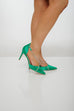 Polly Diamanté Heels In Green - The Walk in Wardrobe
