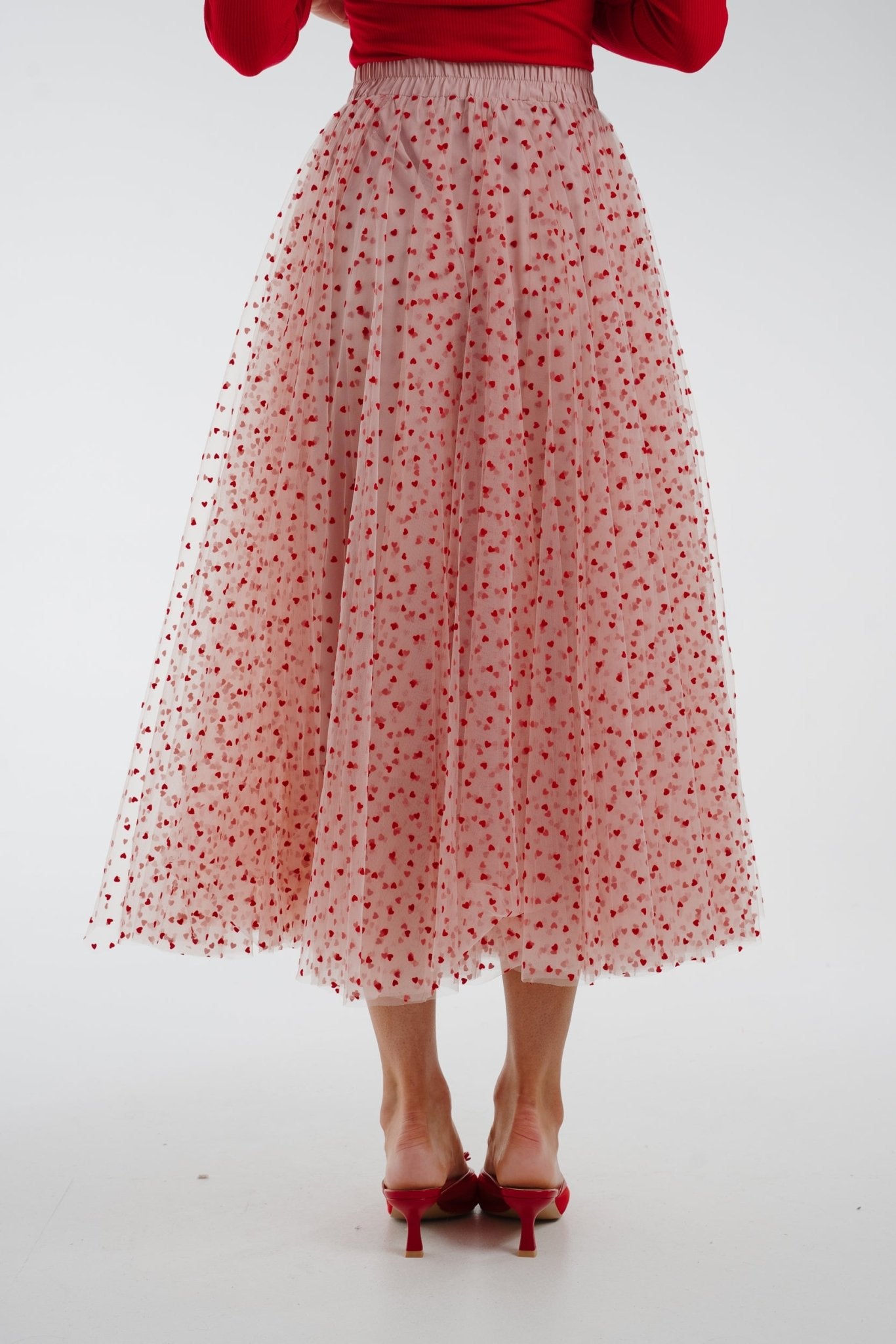 Polly Heart Print Tulle Skirt In Pink - The Walk in Wardrobe
