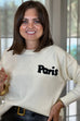 Polly Paris Slogan Jumper In Cream - The Walk in Wardrobe