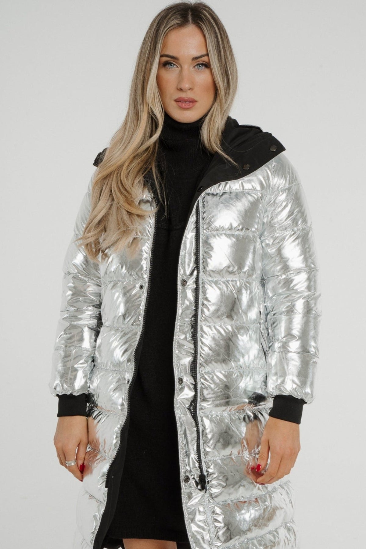 Polly Reversible Puffa Coat In Silver - The Walk in Wardrobe