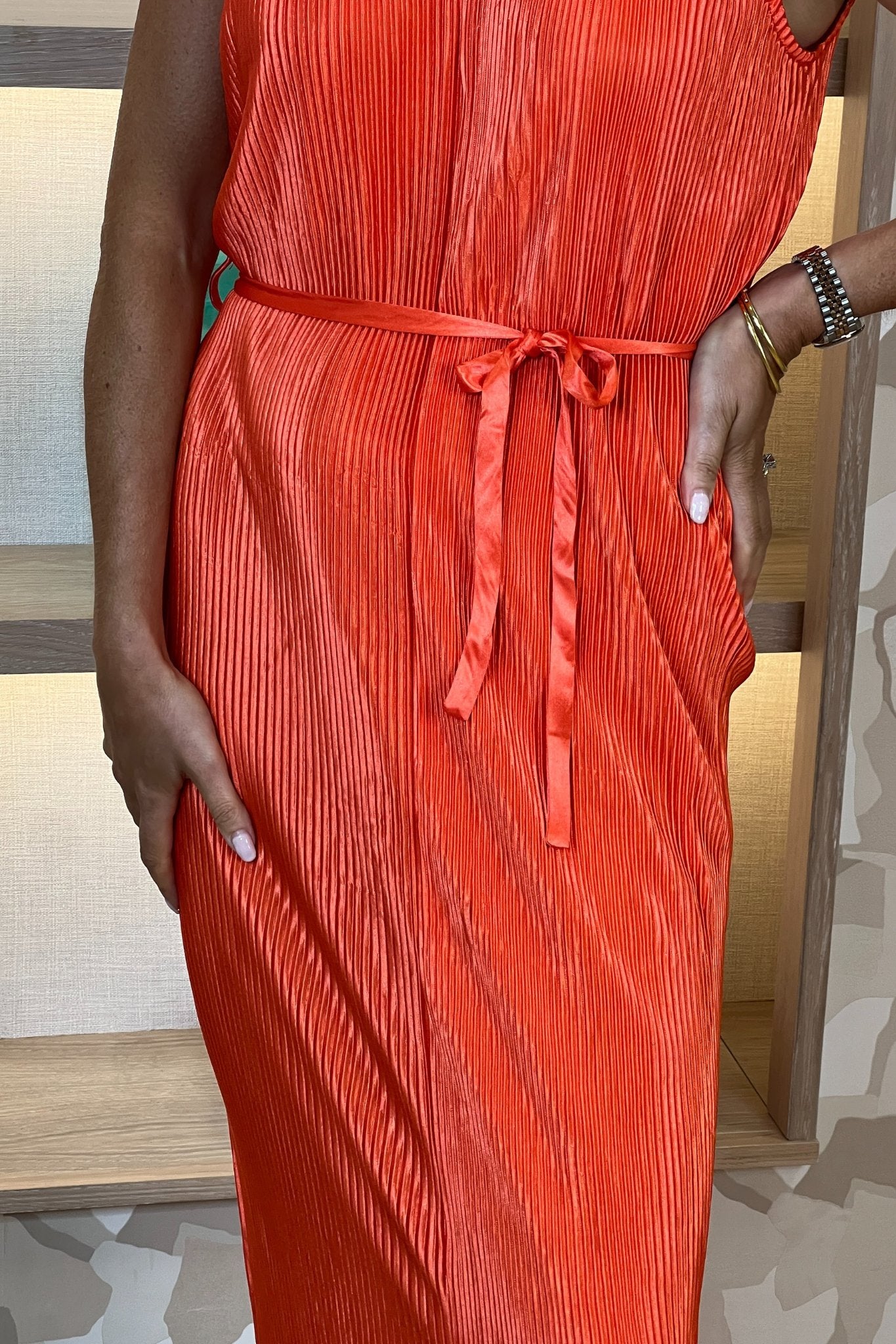 Polly Ribbed Dress In Coral - The Walk in Wardrobe