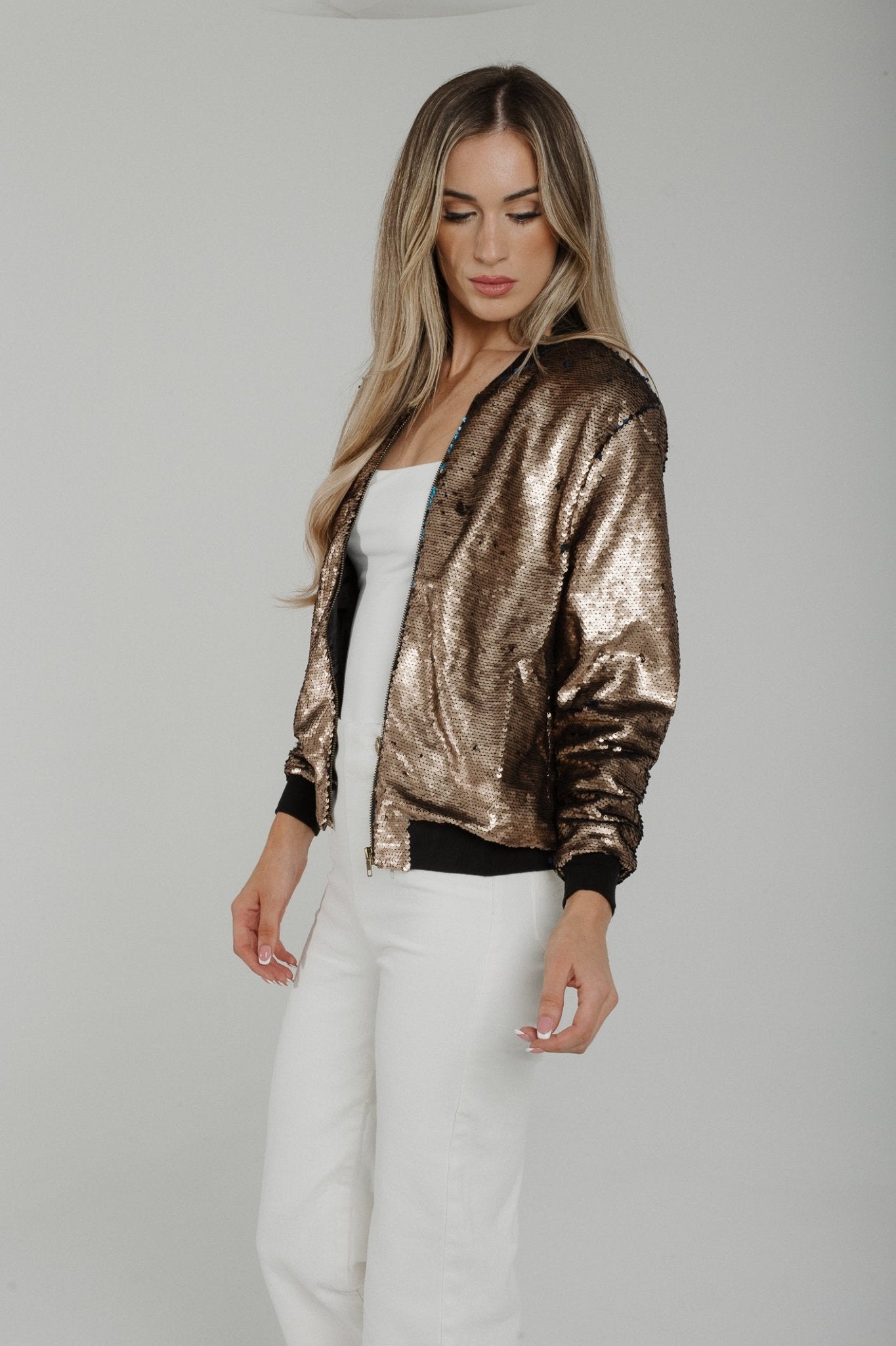 Polly Sequin Jacket In Gold - The Walk in Wardrobe