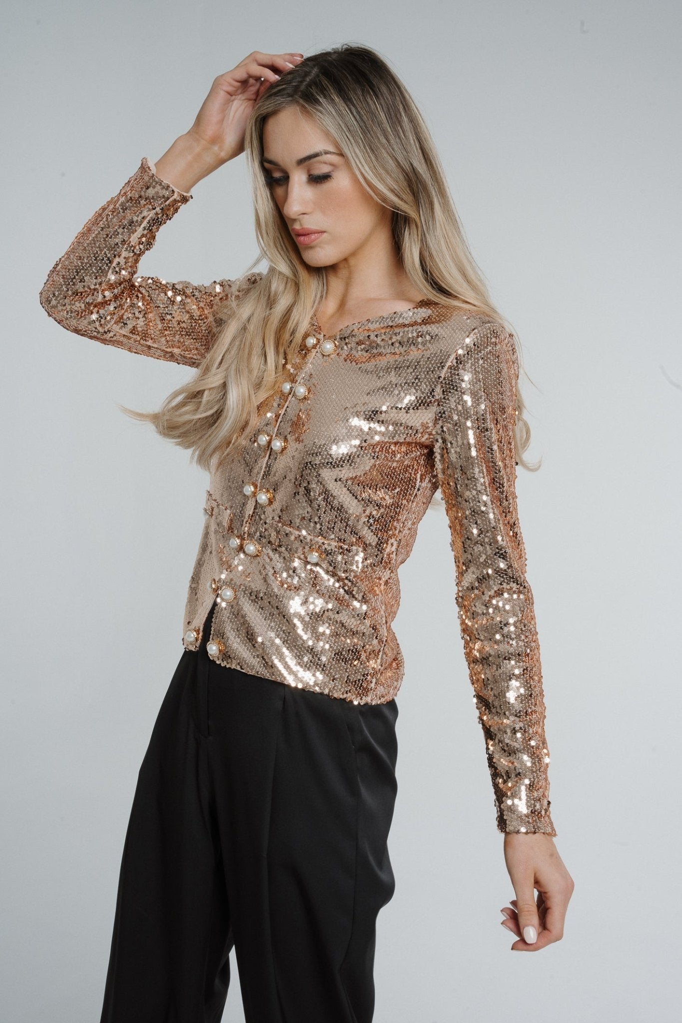Polly Sparkle Jacket In Gold - The Walk in Wardrobe