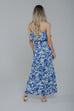 Polly Strapless Maxi Dress In Blue Print - The Walk in Wardrobe