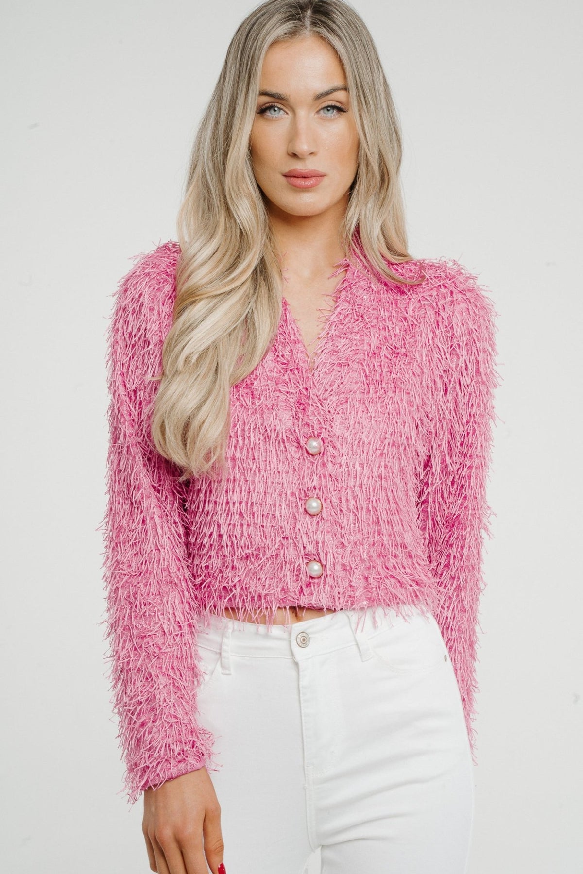 Polly Textured Jacket In Pink - The Walk in Wardrobe