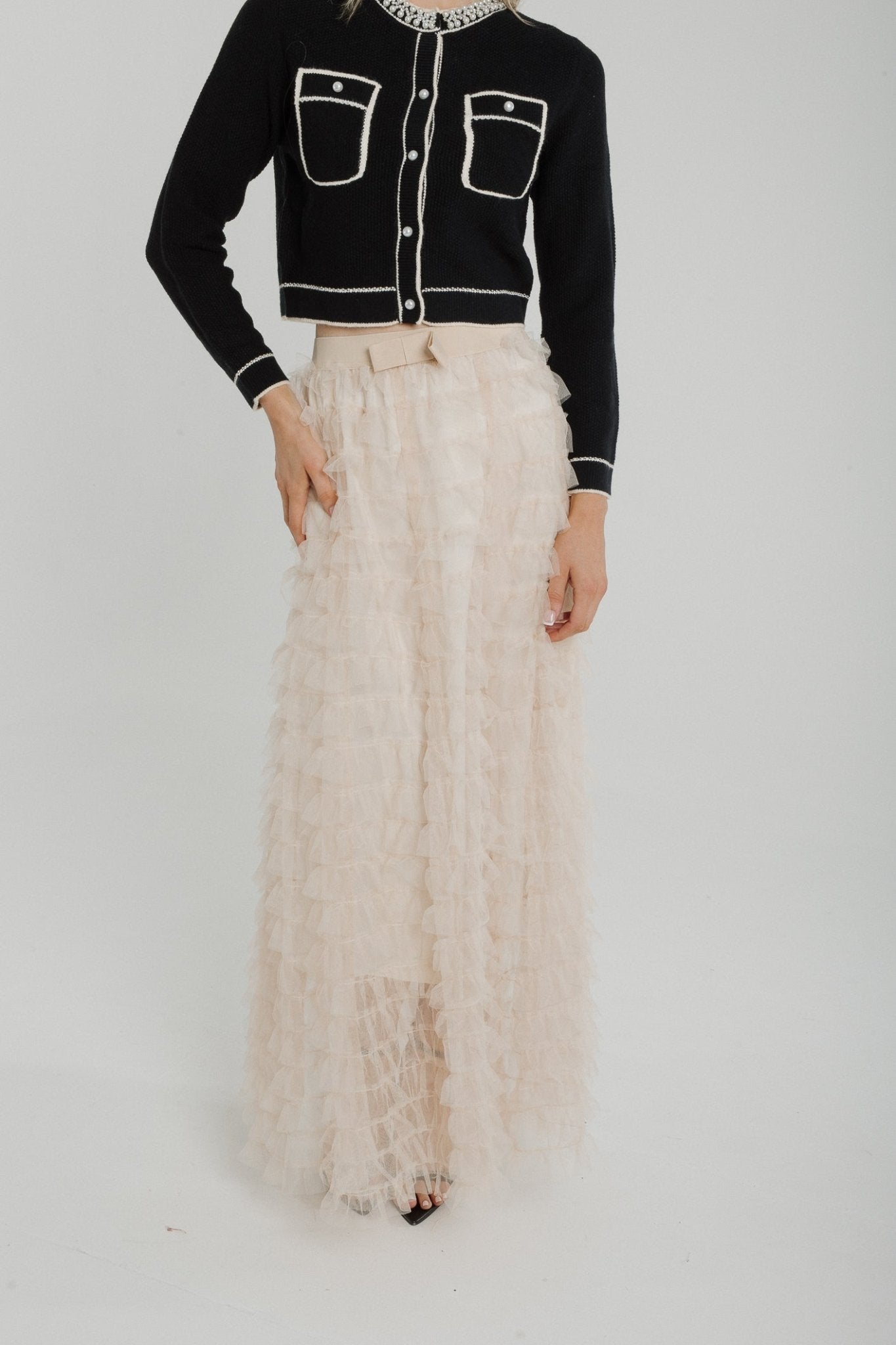 Polly Textured Tulle Maxi Skirt In Neutral - The Walk in Wardrobe