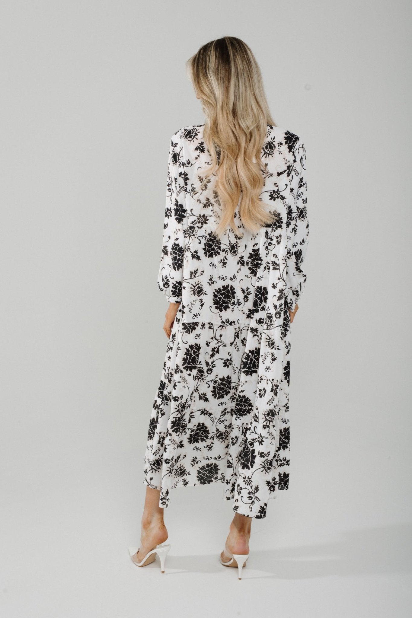 Polly Tiered Dress In Black & White - The Walk in Wardrobe