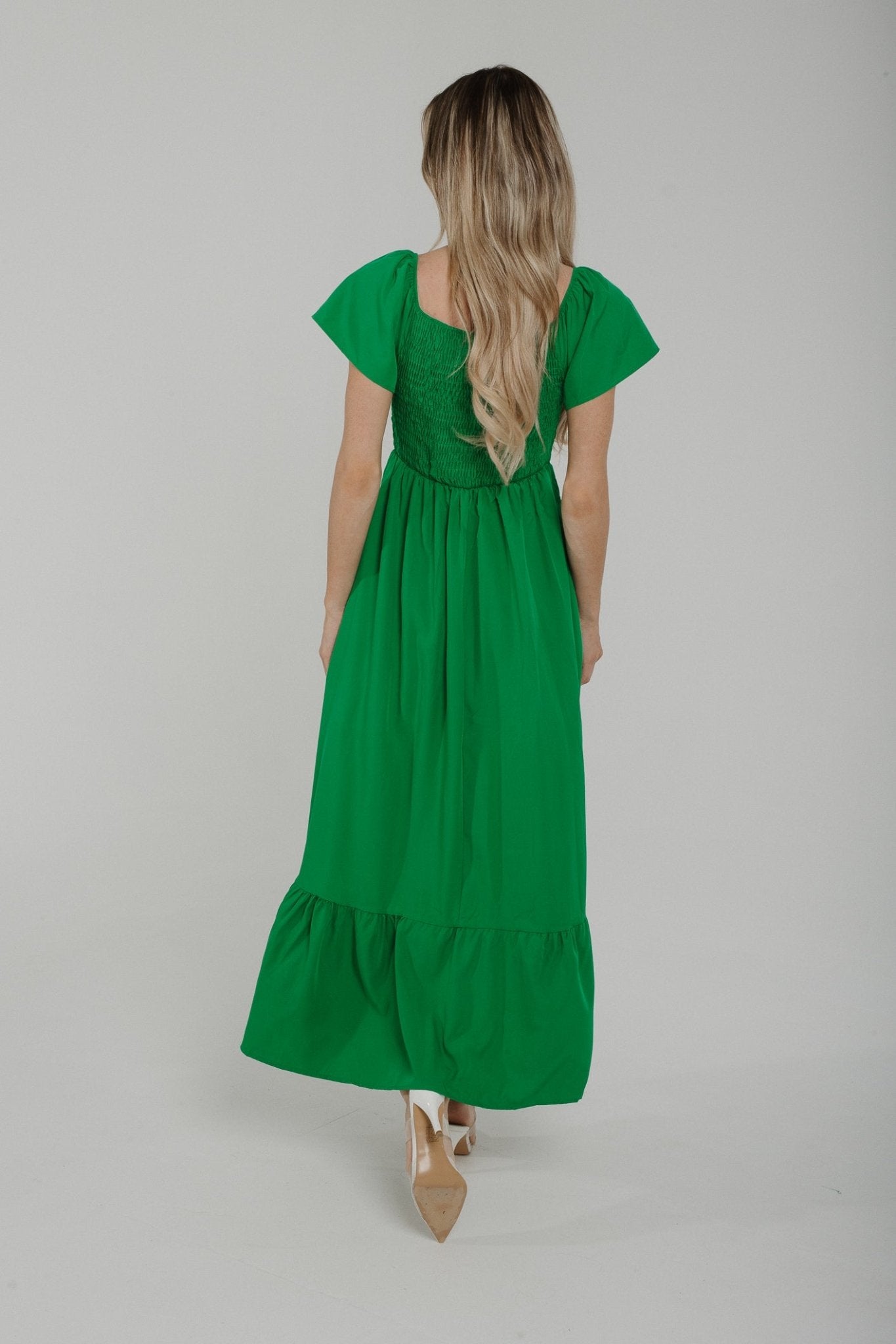 Polly Tiered Dress In Green - The Walk in Wardrobe