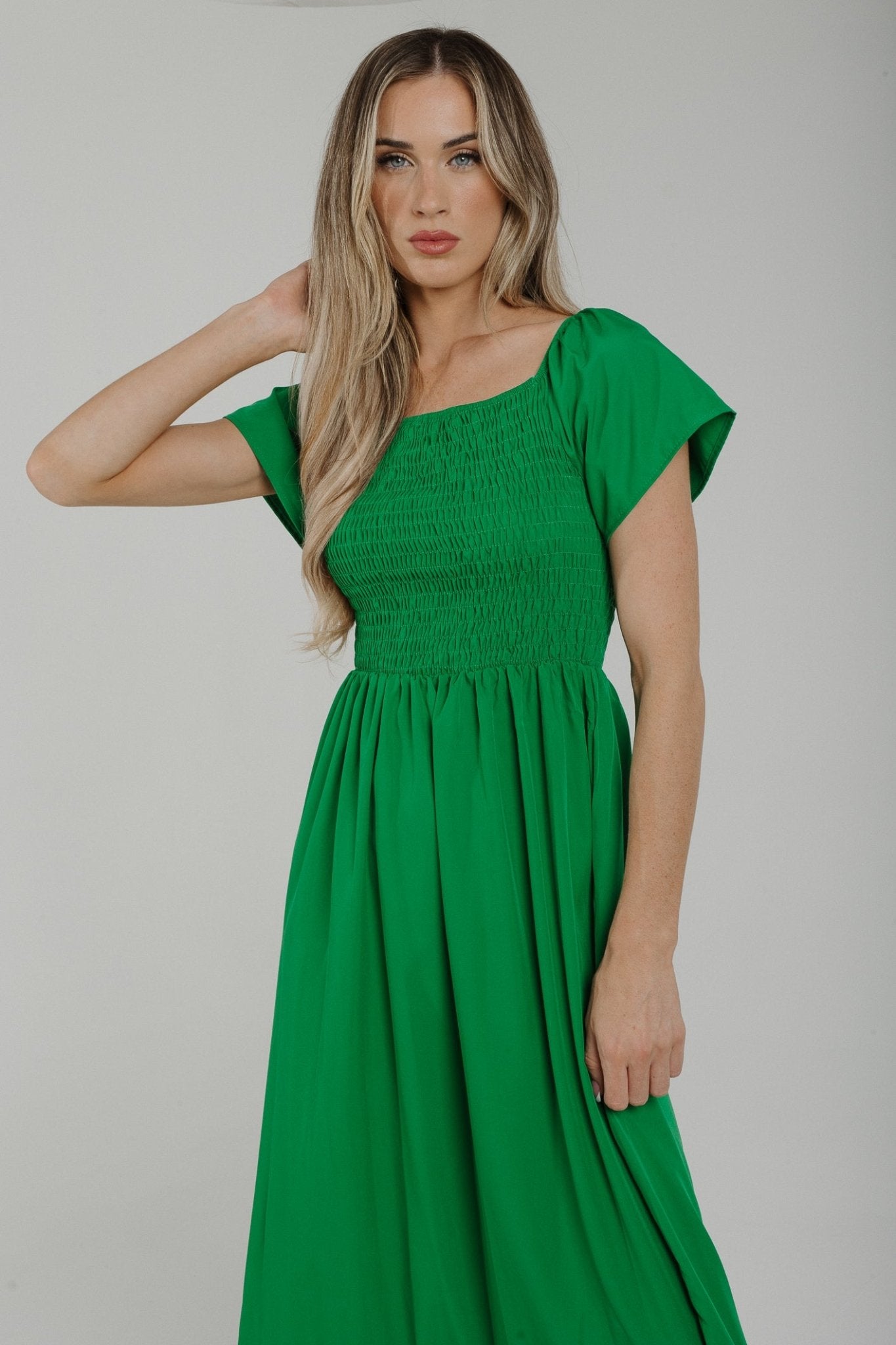 Polly Tiered Dress In Green - The Walk in Wardrobe