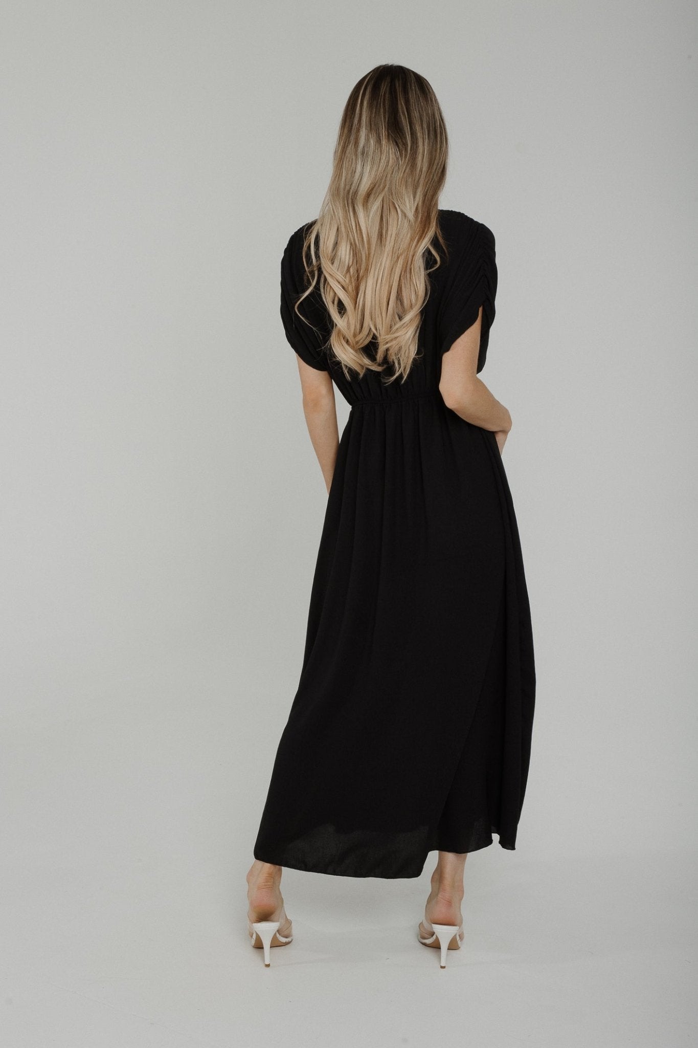 Polly Wrap Maxi Dress In Black - The Walk in Wardrobe