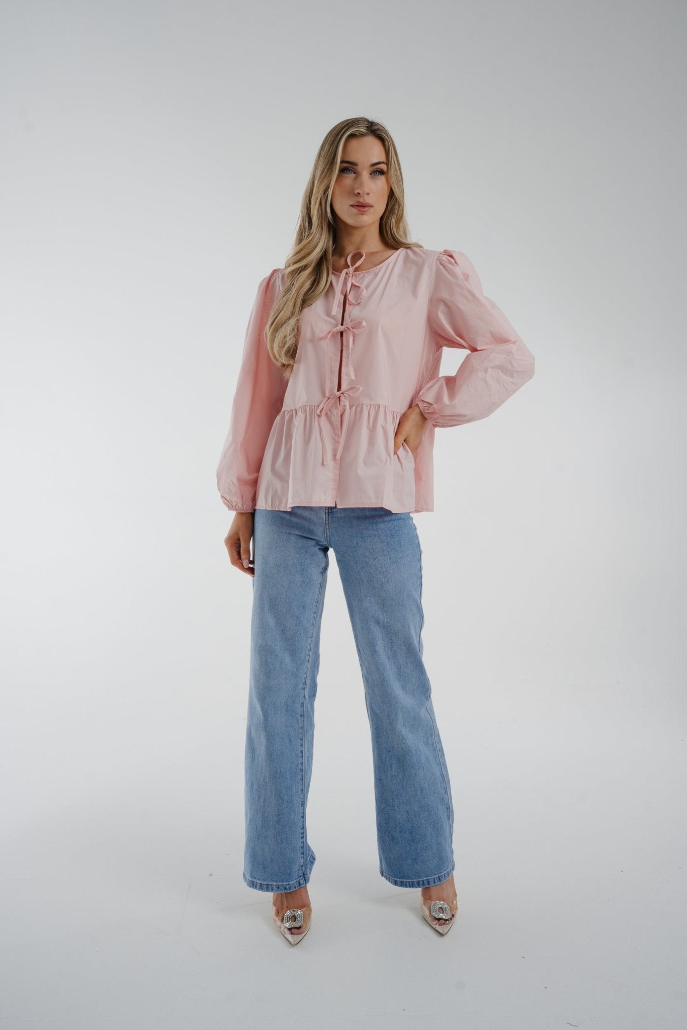 Poppy Bow Detail Blouse In Pink - The Walk in Wardrobe