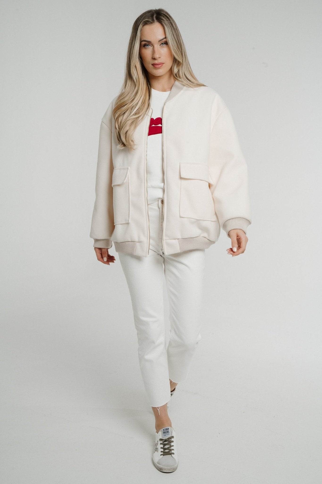 Poppy Contrast Trim Jacket In Cream Mix - The Walk in Wardrobe