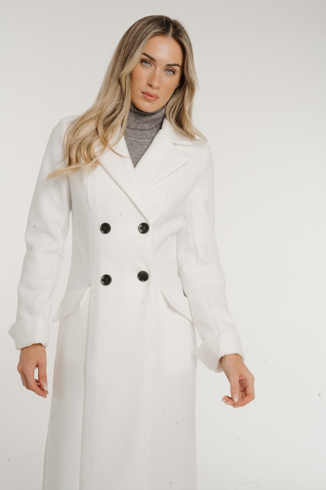 *PRE-ORDER* Jayme Longline Coat In Off White - The Walk in Wardrobe