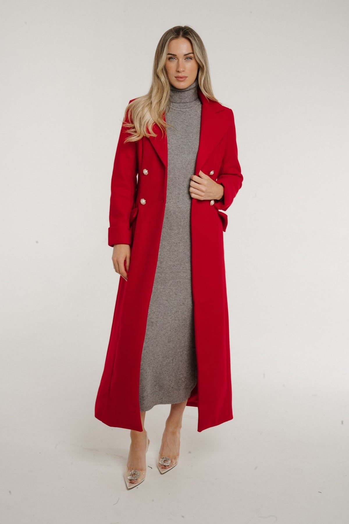 *PRE-ORDER* Jayme Longline Coat In Red - The Walk in Wardrobe