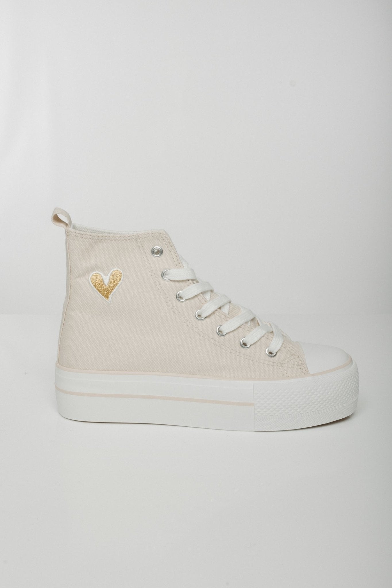 Sadie Embroidered High Top In Neutral - The Walk in Wardrobe