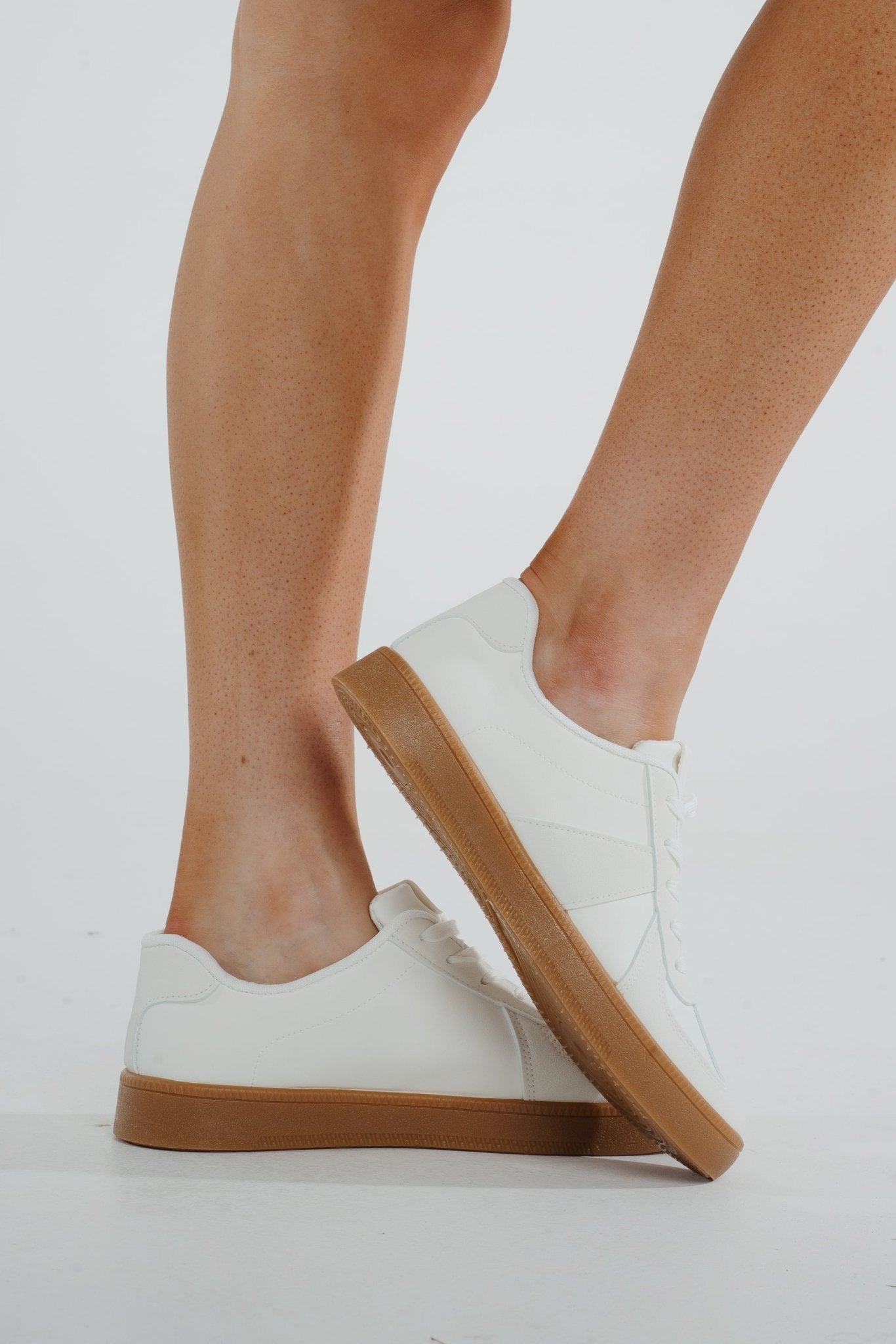Sadie Faux Suede Mix Trainer In White - The Walk in Wardrobe