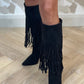 Sadie Fringed Boot In Black - The Walk in Wardrobe