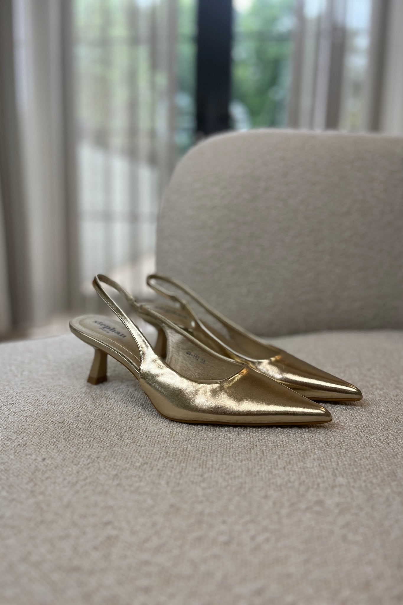 Sadie Metallic Slingback Heel In Gold - The Walk in Wardrobe