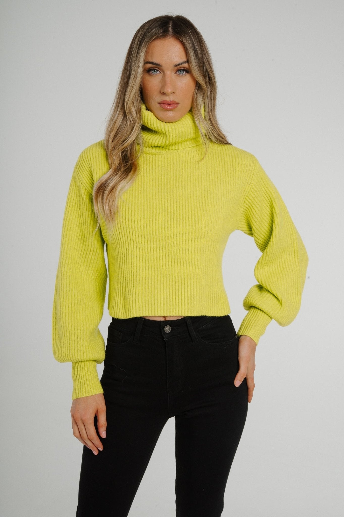Sarah Polo Neck Jumper In Lime - The Walk in Wardrobe