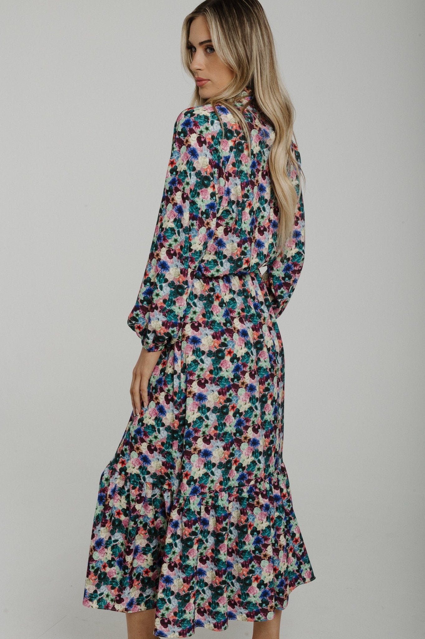 Sophia Tiered Floral Dress In Multi - The Walk in Wardrobe