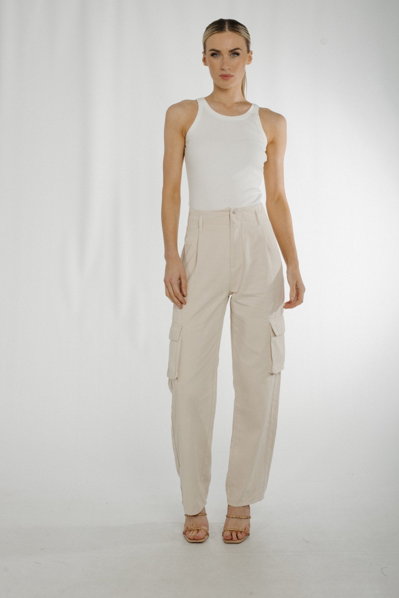ONLY Cream Wide Leg Cargo Trousers  New Look