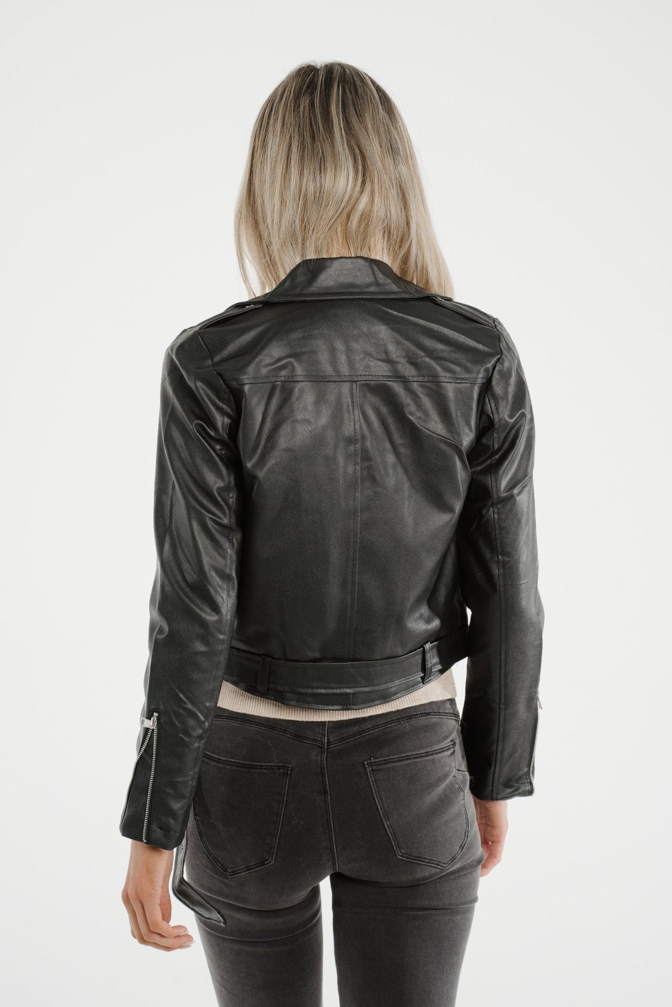 Tara Faux Leather Jacket In Black - The Walk in Wardrobe