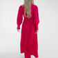 Taylor Belted Pleat Dress In Fuchsia - The Walk in Wardrobe