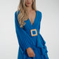 Taylor Belted Ruffle Dress In Blue - The Walk in Wardrobe