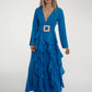 Taylor Belted Ruffle Dress In Blue - The Walk in Wardrobe