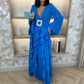 Taylor Belted Ruffle Dress In Blue - The Walk in Wardrobe