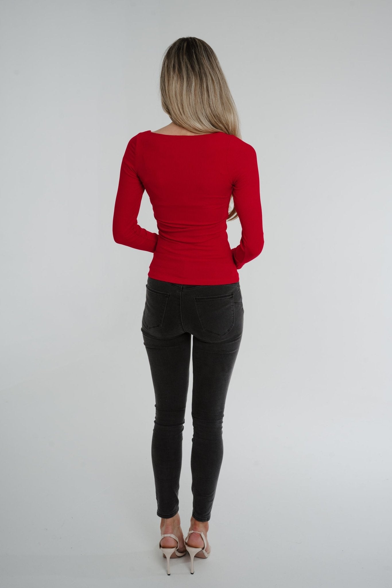 Taylor Square Neck Top In Red - The Walk in Wardrobe