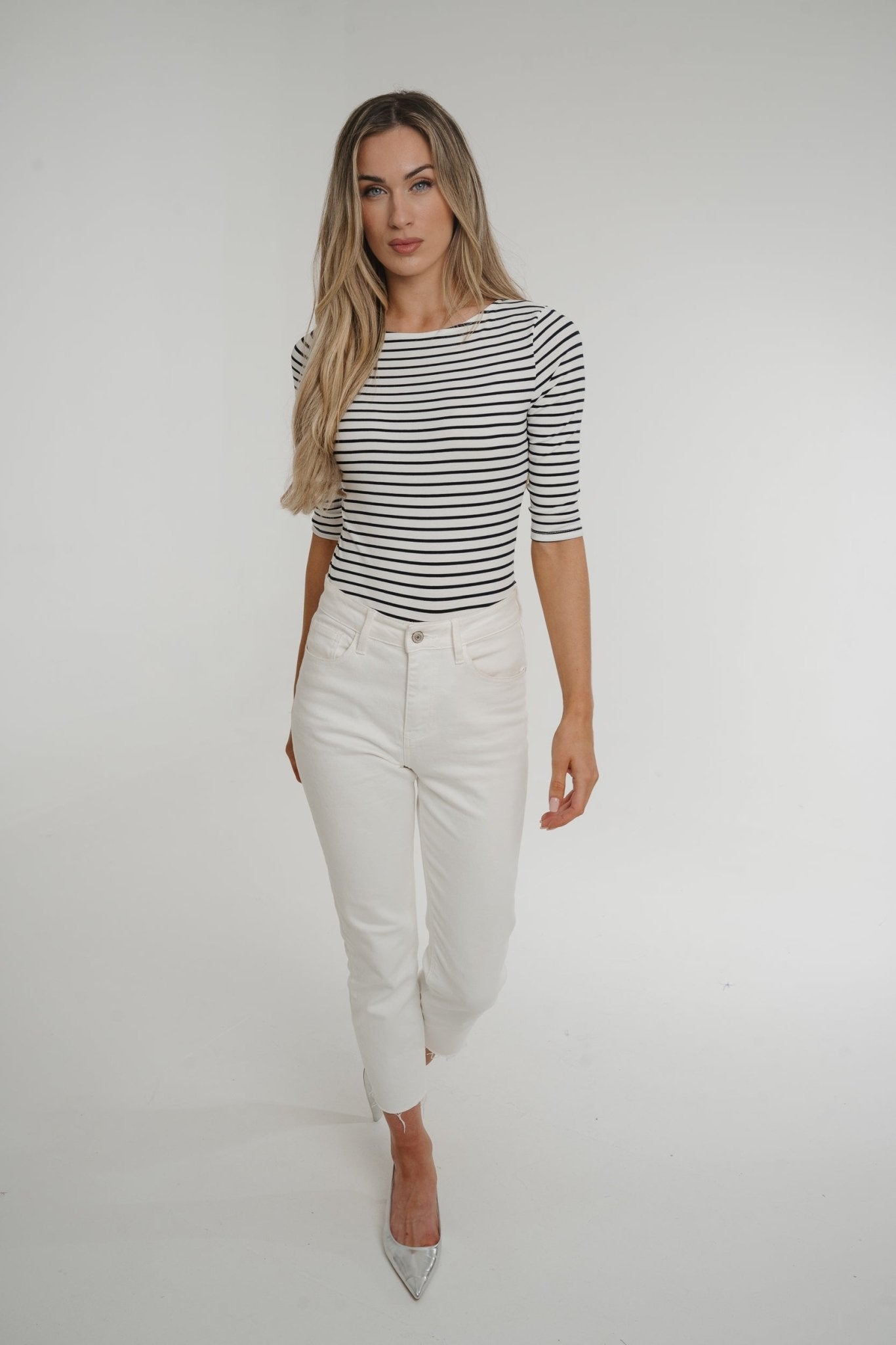 Taylor Stripe Bodysuit In White - The Walk in Wardrobe