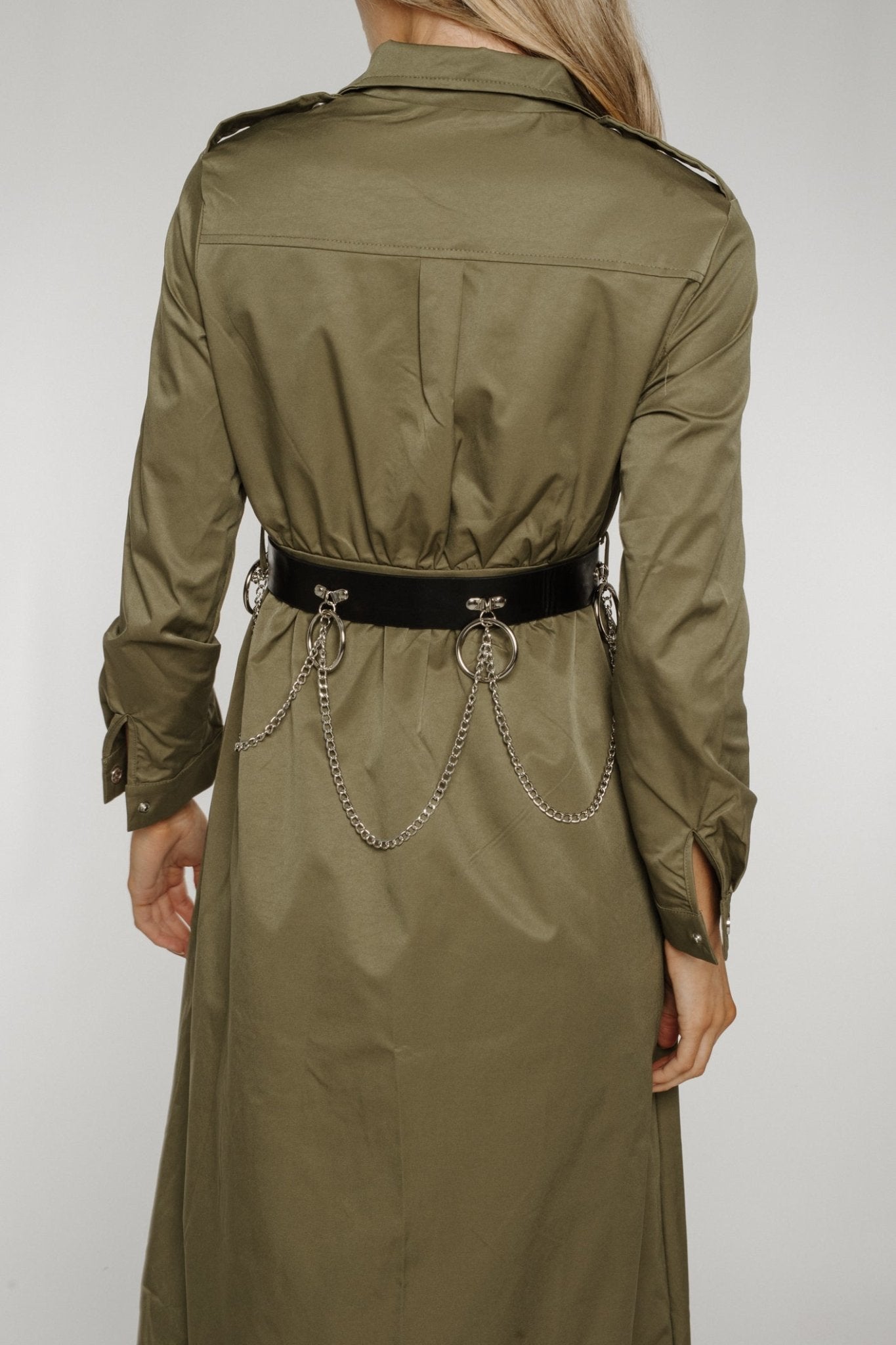 Terri Longline Belted Jacket In Khaki - The Walk in Wardrobe