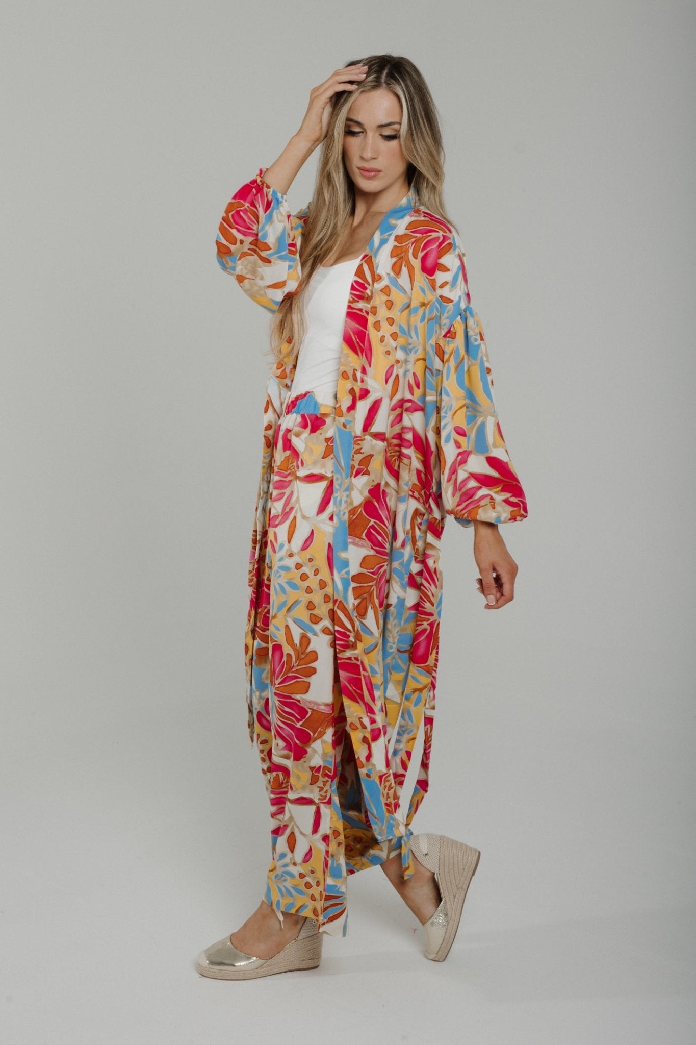 Una Kimono Two Piece In Pink Muti - The Walk in Wardrobe