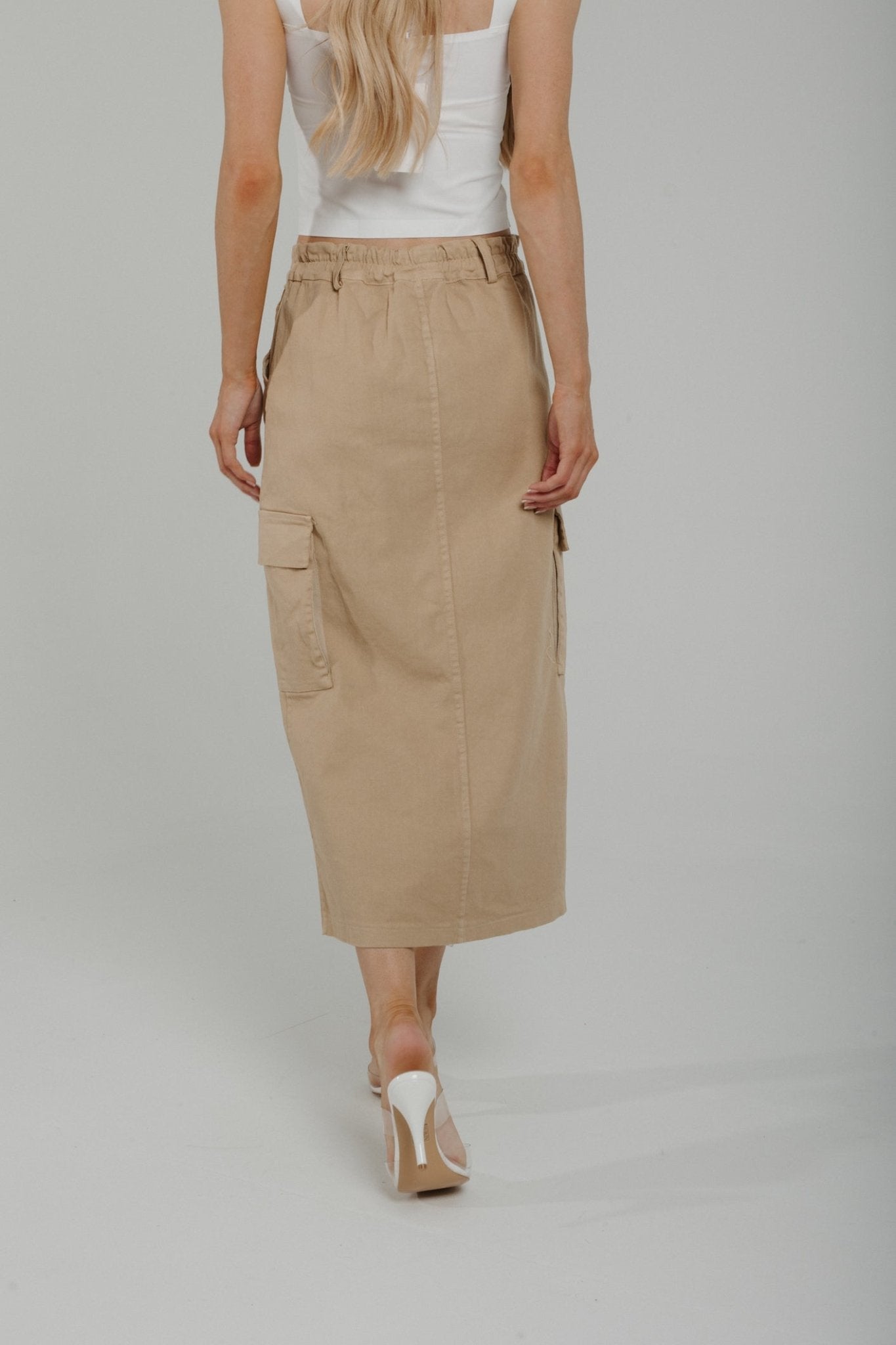 Wynn Denim Skirt In Beige - The Walk in Wardrobe